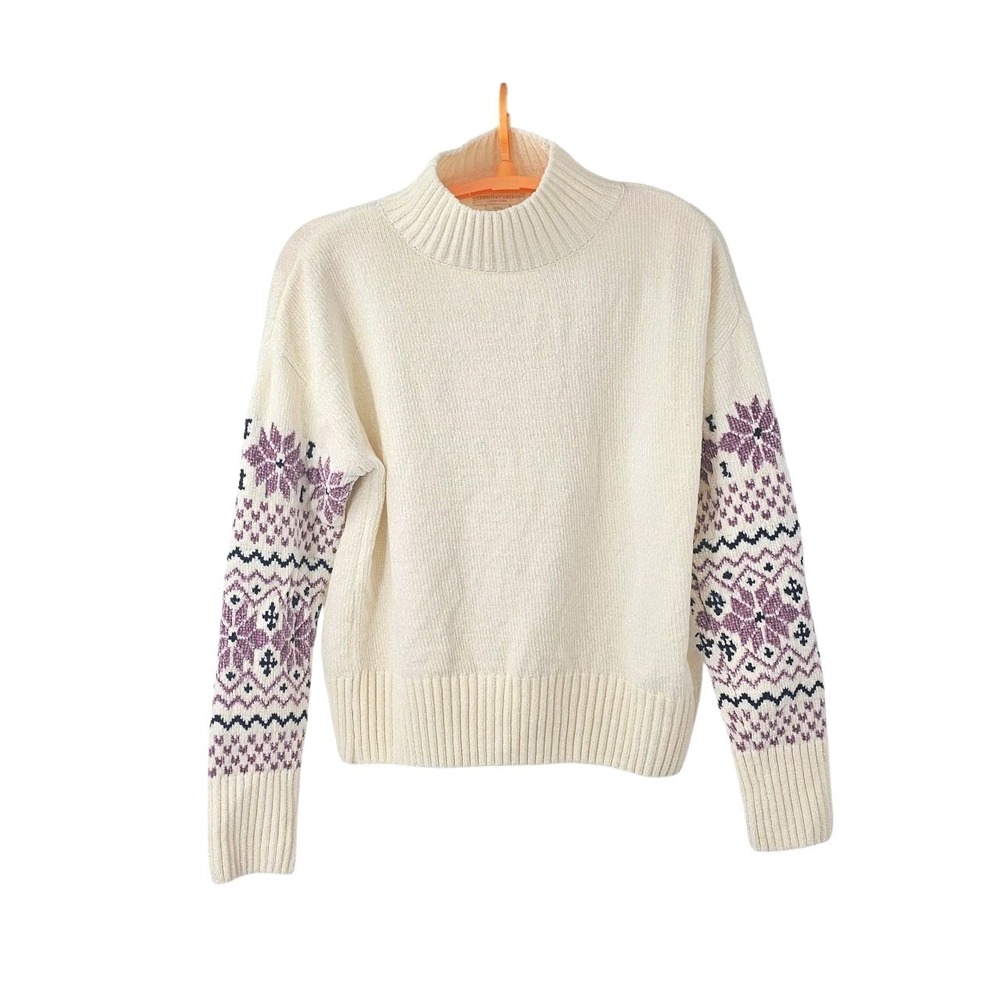 Christian‎ Siriano NY Sweater Medium Fair Isle Snowflake Mock-Neck Pullover